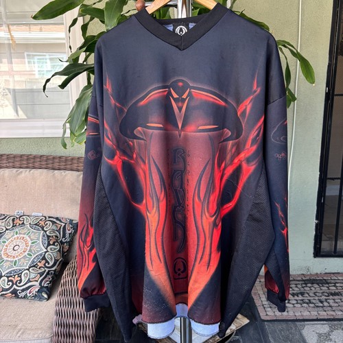 Vintage RAVEN Paintball Jersey Shirt Graphic Logo Men’s Size 3XL Flame Pullover