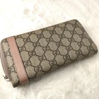 Authentique Portefeuille Gucci Couleur Beige Rose GG Suprême Ceinture Longue L19cm H10cm P2,5cm