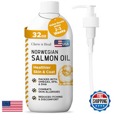 Salmon Oil for Dogs  Cats, 32 oz - Skin, Coat, Joint, Immune Support, Made in U