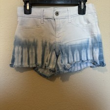 Abercrombie Girls Tie-Dye White Blue Denim Shorts Size 11/12 Regular