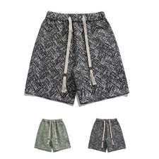 Loose Fit Men's Printed Summer Shorts Elastic Waist Drawstring Gym Sports Pants