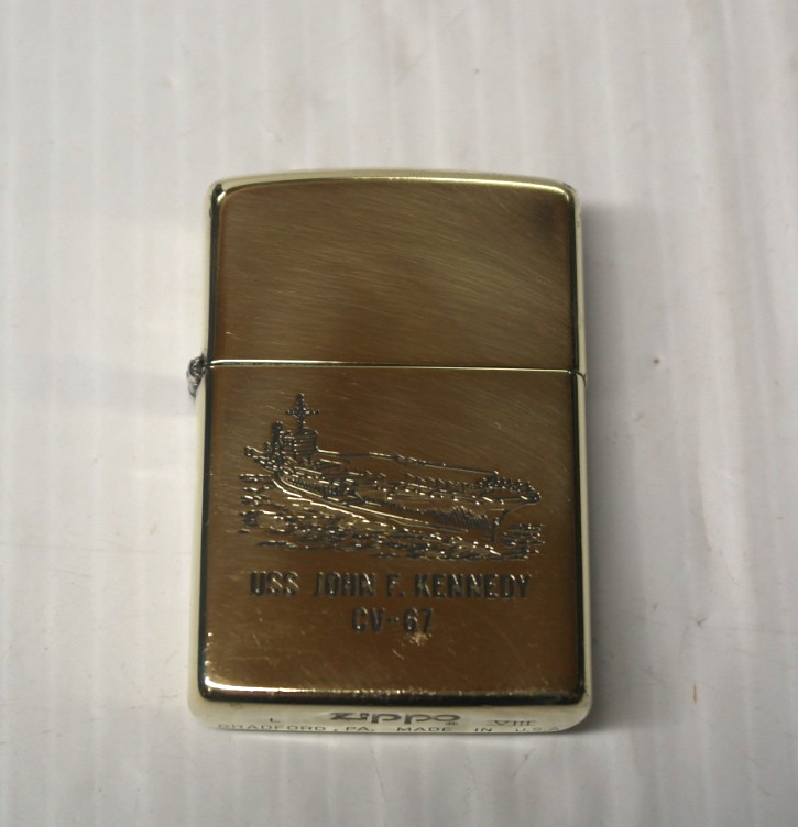 VINTAGE 1992 ZIPPO SOLID BRASS LIGHTER USS JOHN F KENNEDY CV-67
