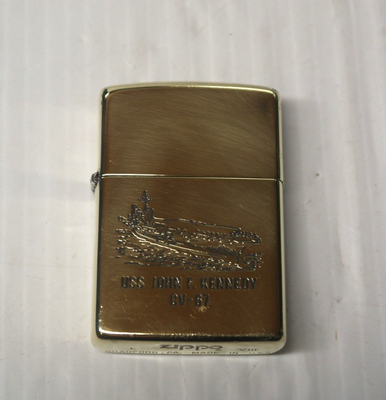 VINTAGE 1992 ZIPPO SOLID BRASS LIGHTER USS JOHN F KENNEDY CV-67