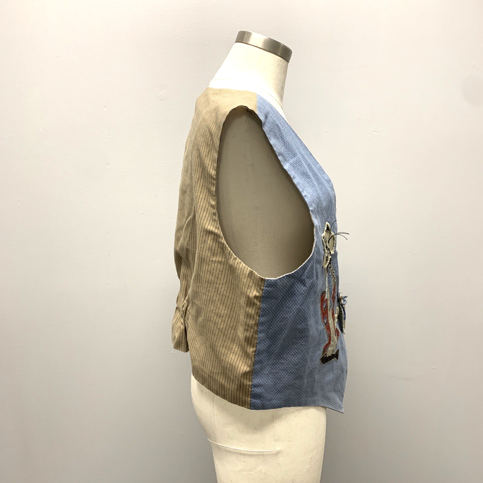 VTG Patchwork Cat-Lover VEST Lined Whimsical Fish… - image 18