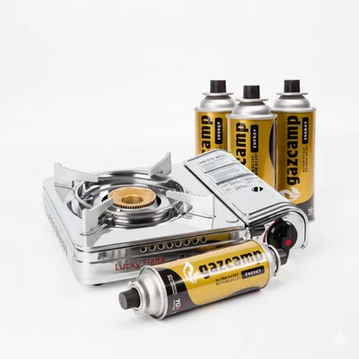 Lucky Flame LF-90 SD Gaskocher mit MSF-1A Butan Kartuschen (Mengenauswahl)