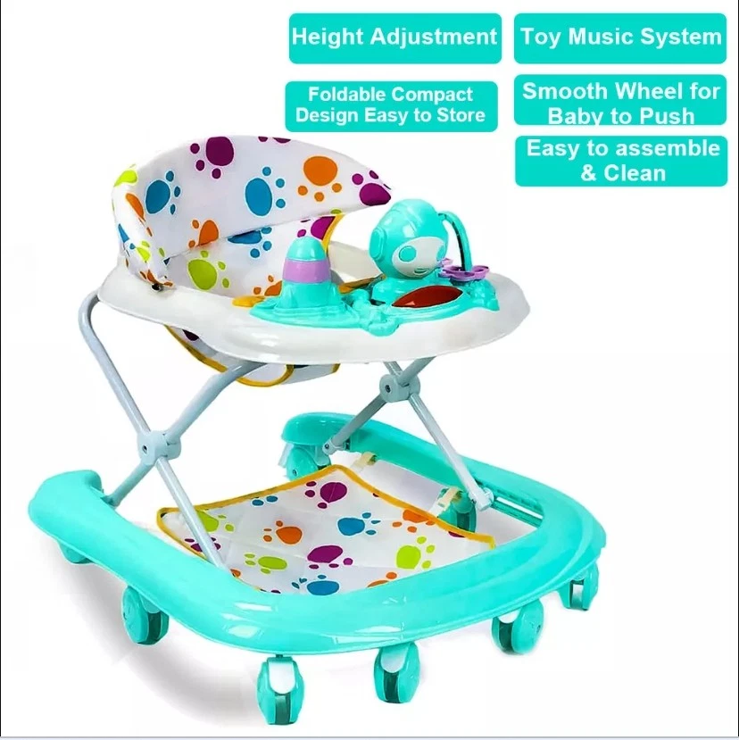 Adjustable Baby Walker Bouncer First Steps Push Along Music Ride On Car Melody