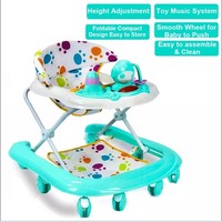 Adjustable Baby Walker Bouncer First Steps Push Along Music Ride On Car Melody