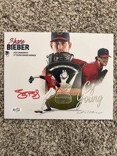 Shane Bieber 2020 Cy Young Award Winner Autographed Photo Five Star Cert