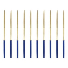 10 piezas 3 x 140 mm aguja diamante lima triangular 120 grano, oro