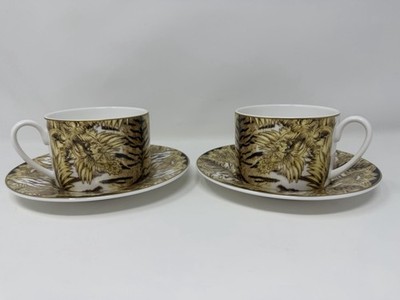 Elegantes Roberto Cavalli Home ''Tiger Wings'' Kaffeetasse und Untertasse Set