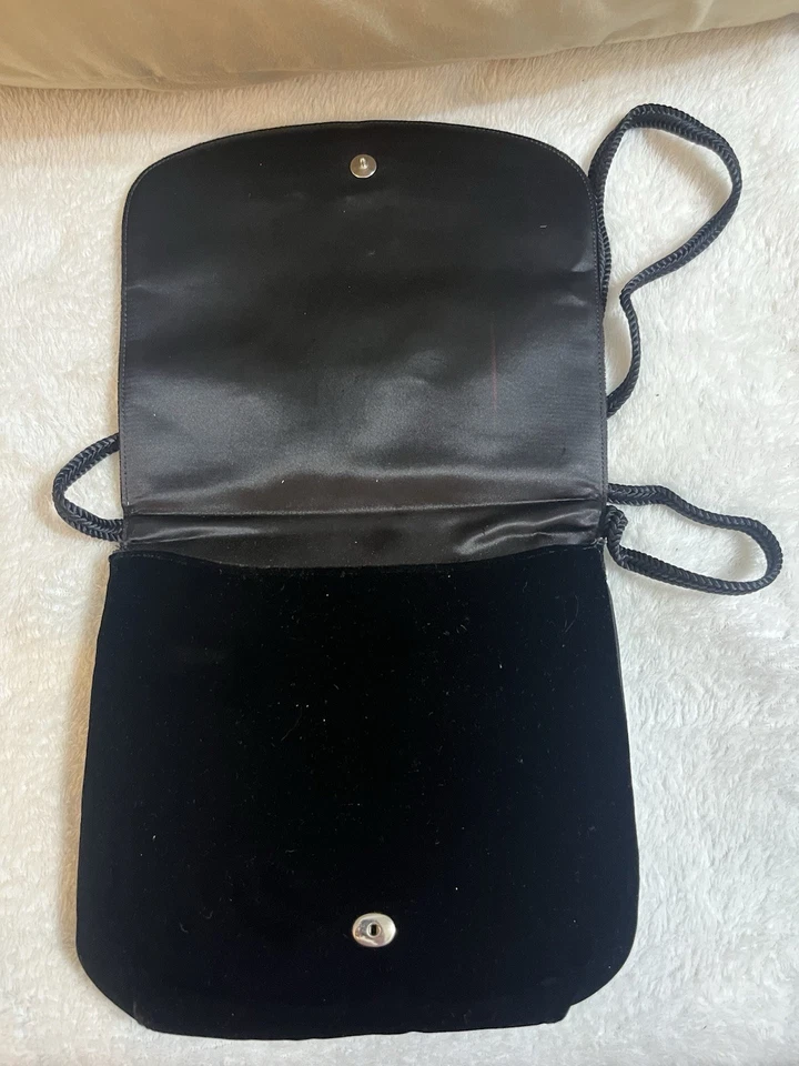 Vintage MORRIS MOSKOWITZ Butterfly Suede Black Handbag Purse Rare EXCELLENT - Image 2 of 3