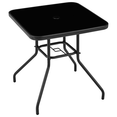 #ad Outdoor Bistro Table with Umbrella Hole 28in Patio Square Dining Table Black $63.24