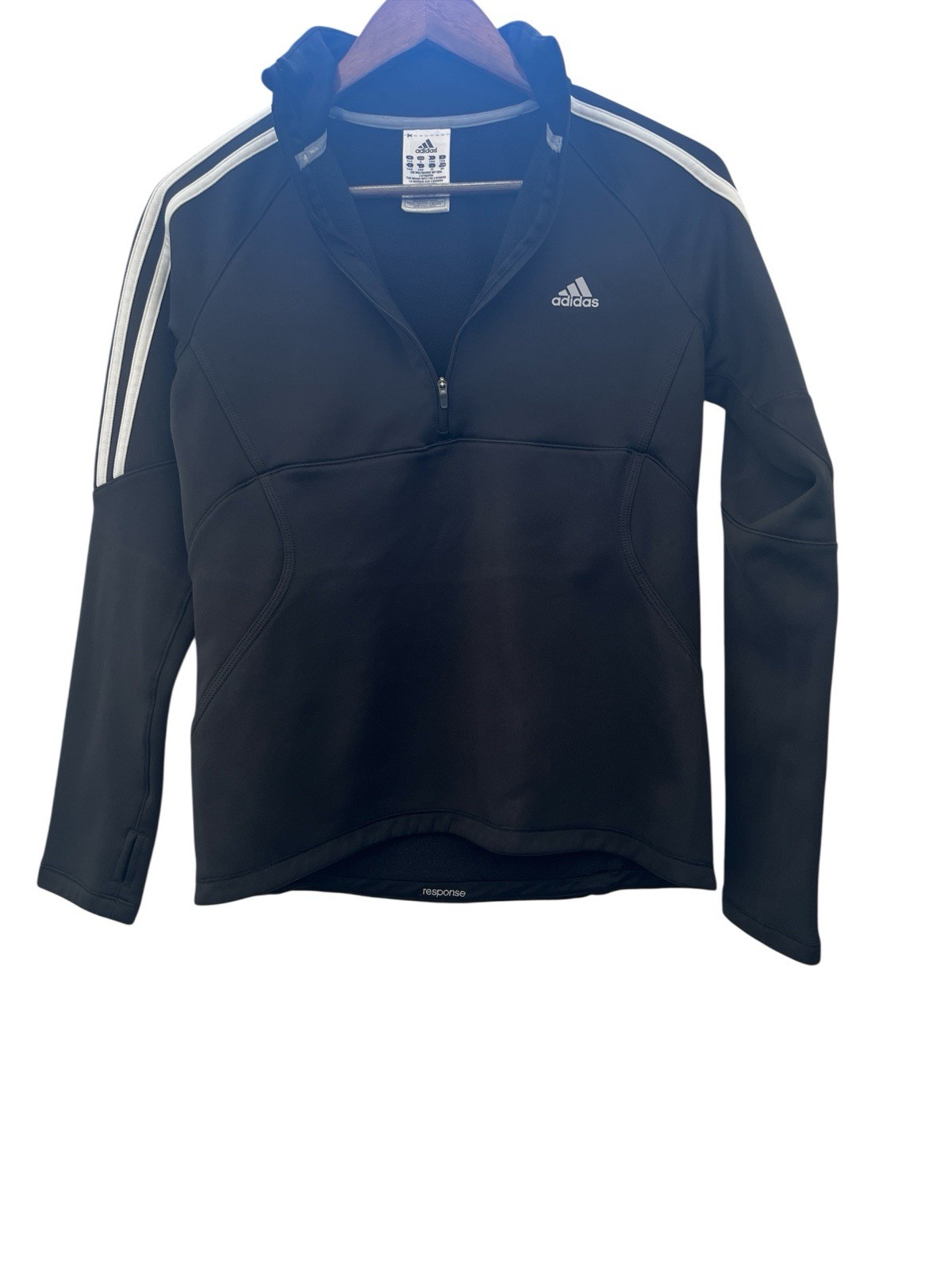Adidas Response 1/4 Zip Pullover Jacket Black 3-S… - image 2