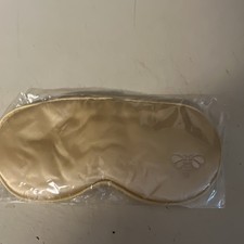 Beige Satin Single Sleep Mask Satin Eye Cover with Bee Embroidery for Sleeping