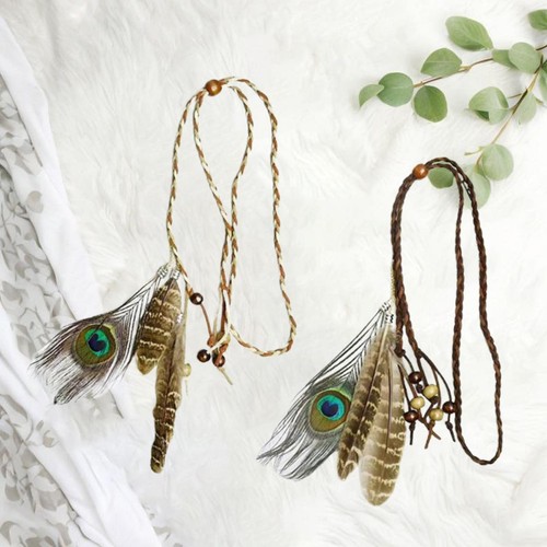 2 Pieces Feather Headdress Versatile for Women Girls Photo Props Headband - Picture 4 of 7
