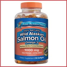 Pure Alaska Omega-3 Wild Alaskan Salmon Oil 1000mg, 210 Softgels - Exp 10/2026