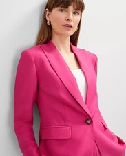 NEW 298 Ann Taylor Studio Collection one button fitted blazer sz 0 petunia