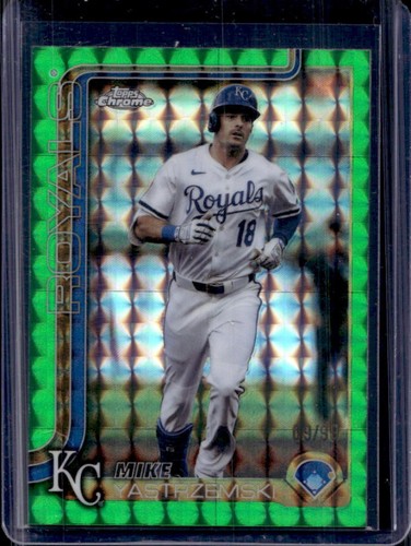 2025 Topps Chrome Update Mike Yastrzemski Green Geometric Refractor #/99 Royals