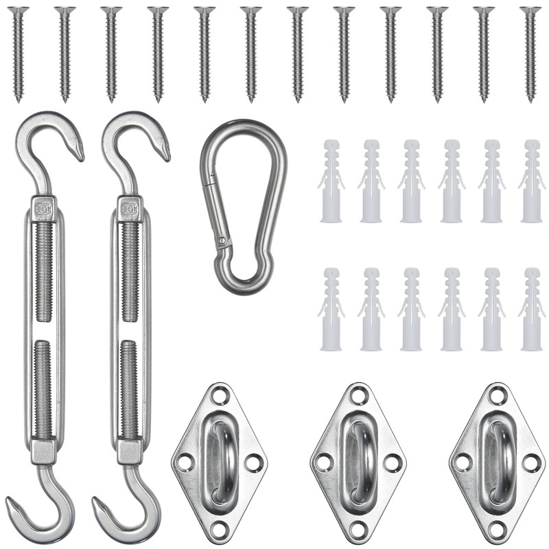 Sun Shade Sail Triangle Hardware Kit 8" Anti-Rust Stainless Steel Accessory