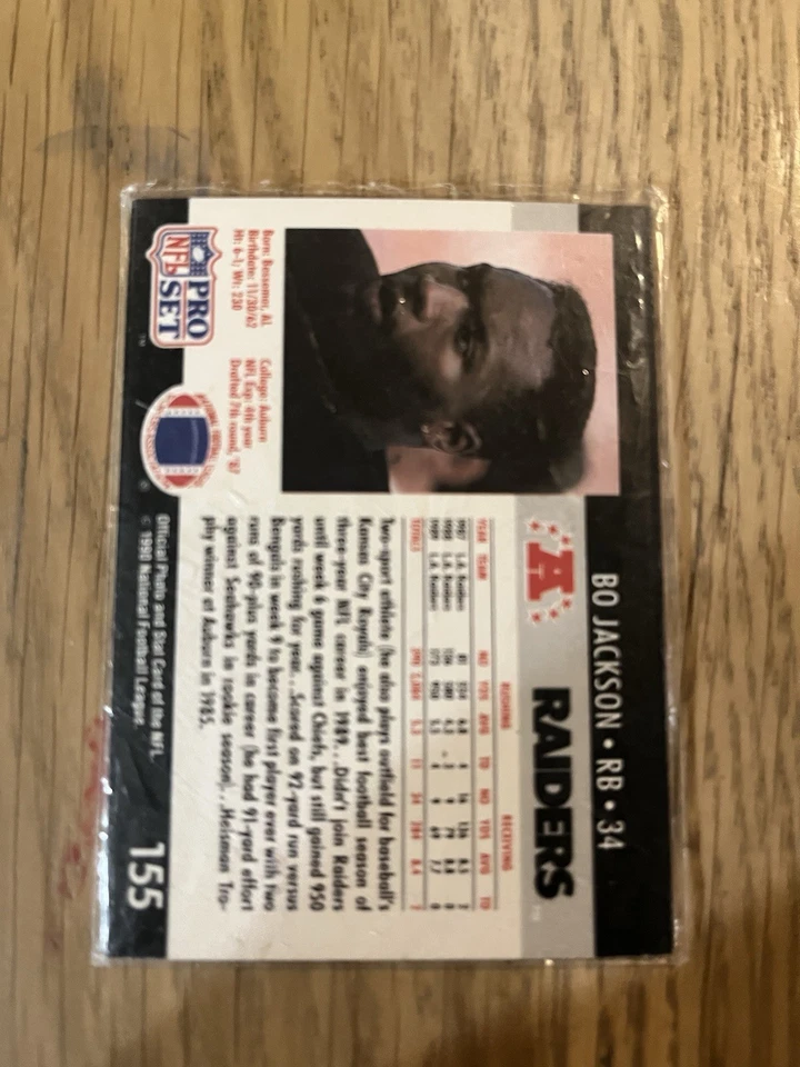 Juego profesional FACT Cincinnati 1990 - Bo Jackson #155 Foto 2 de 2