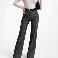 Vintage Y2K Gray Checkered Plaid Straight Leg Trouser Pants Size 6/M
