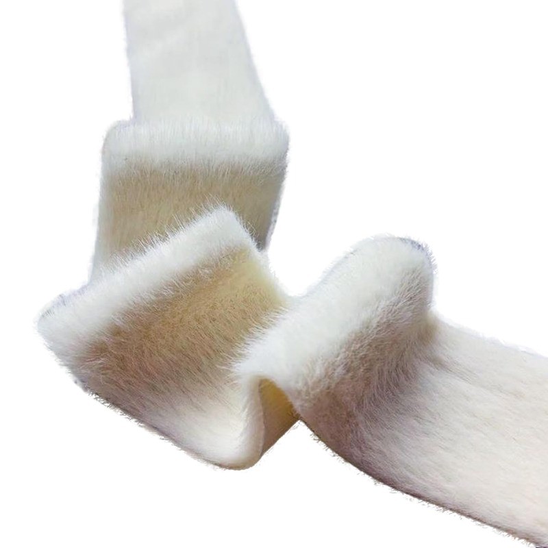 1 Roll Single Side Faux Fur Ribbon Trim Soft Fabric Strips Bathrobe Belt Sewing