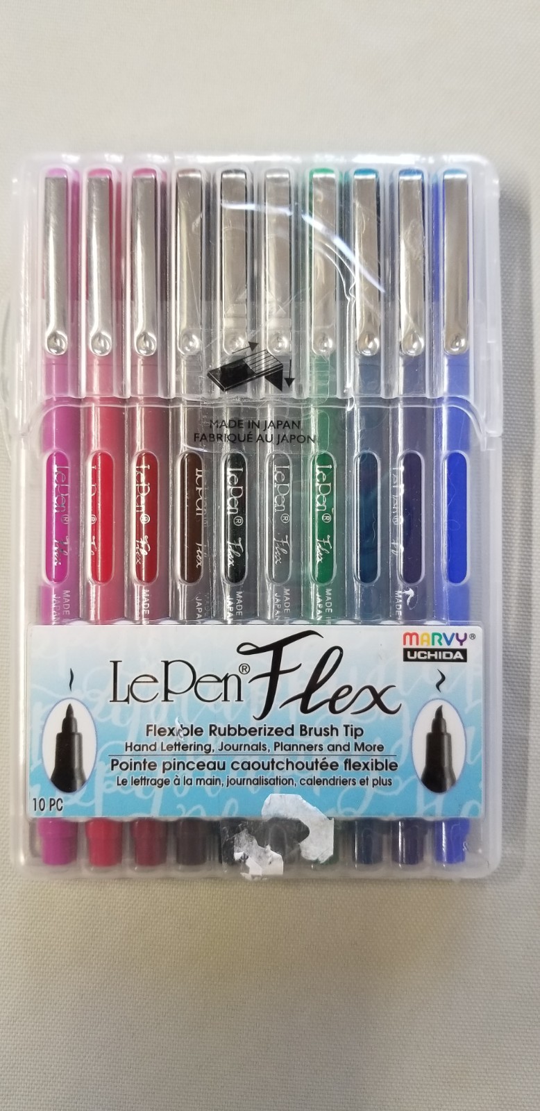 MARVY UCHIDA LePen Japan Premium Flex Brush Tip Marker Set - Primary 10 Colors