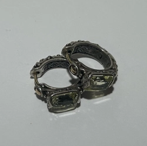 Pendientes tipo argolla JAi John Hardy plata 925 oro 18K AMATISTA prasiolita Batu Sari Foto 2 de 4