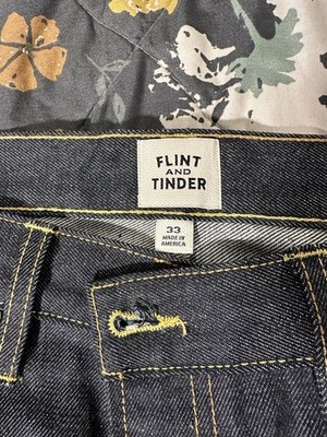 Flint &Tinder Men's Slim Fit Jeans 33 Blue Dark Wash Denim 100% Cotton USA Made