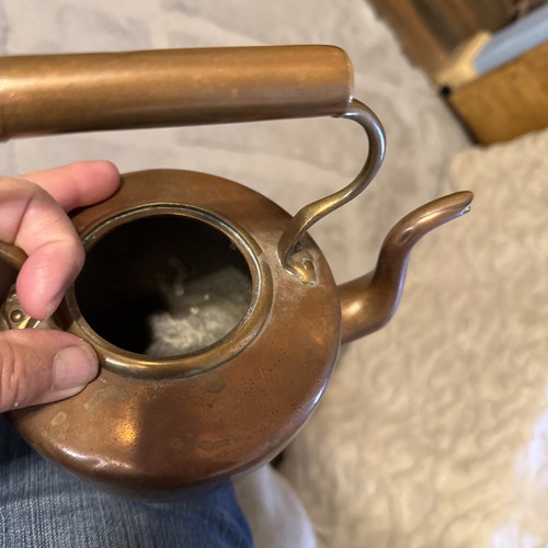 Antique Vintage Copper Tea Kettle Teapot Goose Neck Spout - Picture 12 of 19