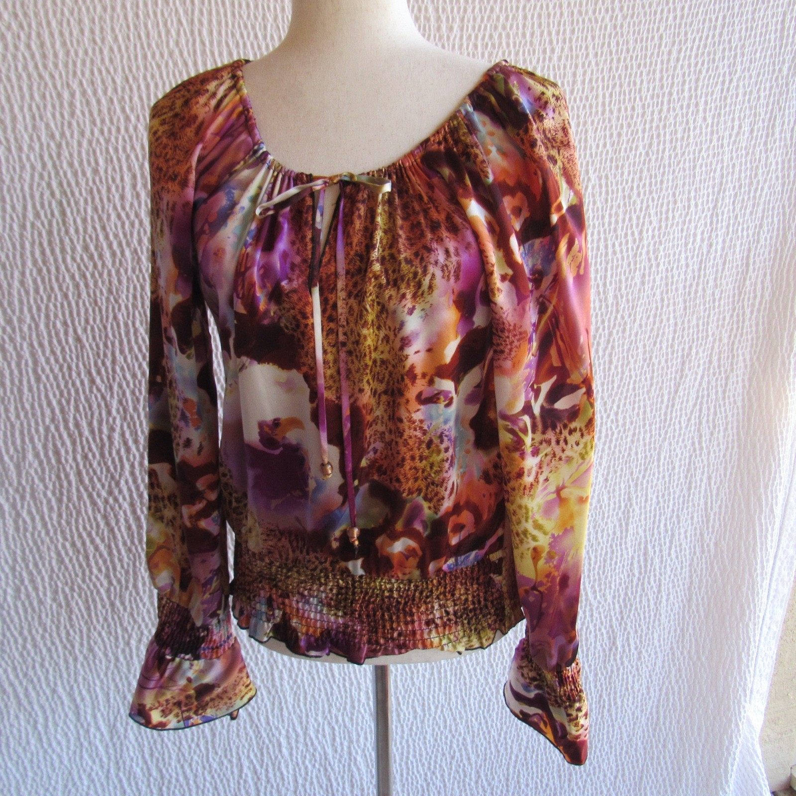 Cache 100% Silk Multicolor Leopard Abstract mix K… - image 1