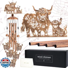 LIRAVENO Highland Cow Gifts Windchimes - Metal Animal Wind Chimes