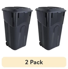 New (2 pack) Hyper Tough 32 Gallon Wheeled Heavy Duty Plastic Garbage Can