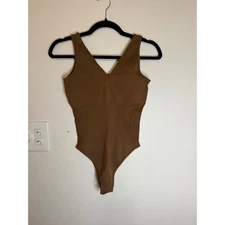 OQQ Ribbed Chestnut Brown Bodysuit Size M New