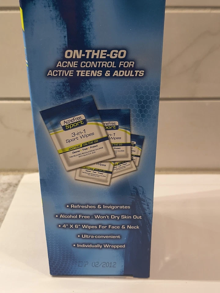 12 toallitas deportivas 3 en 1 AcneFree envueltas individualmente sobre la marcha viaje-LEER Foto 4 de 4