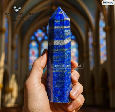 Genuine Lapis Lazuli Crystal Tower Point Healing Blue Gemstone Obelisk Wand Deco