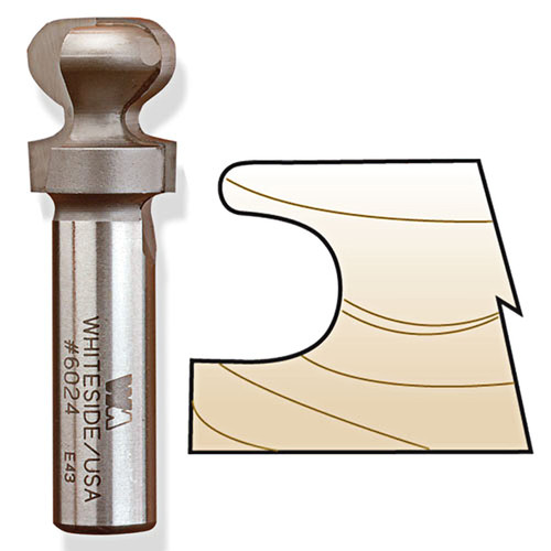 Whiteside European Style Drawer Pull Bit, 1/2 in. SH x 1/4 in. R 6026