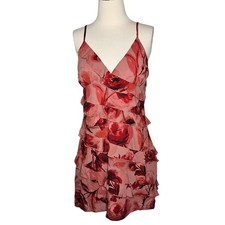 Wild Fable Red Floral Tiered Ruffle Mini Dress Sheer Chiffon Coquette Y2K NWT M