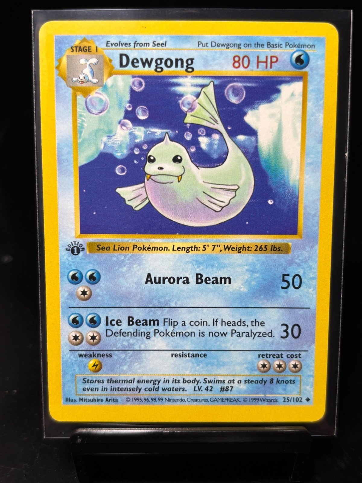 Pokémon 1st Edition Base Set 25/102 Dewgong Shadowless Vtg 1999 WotC MP
