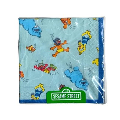 Sesame Street Birthday Pool Party 40 Lunch Napkins 3 Ply -12 7/8'', Elmo