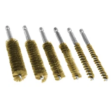 6x 1/4 inch Hex Shank Brass Bore Cleaning Wire Brushes 8-19mm For Power Drill c