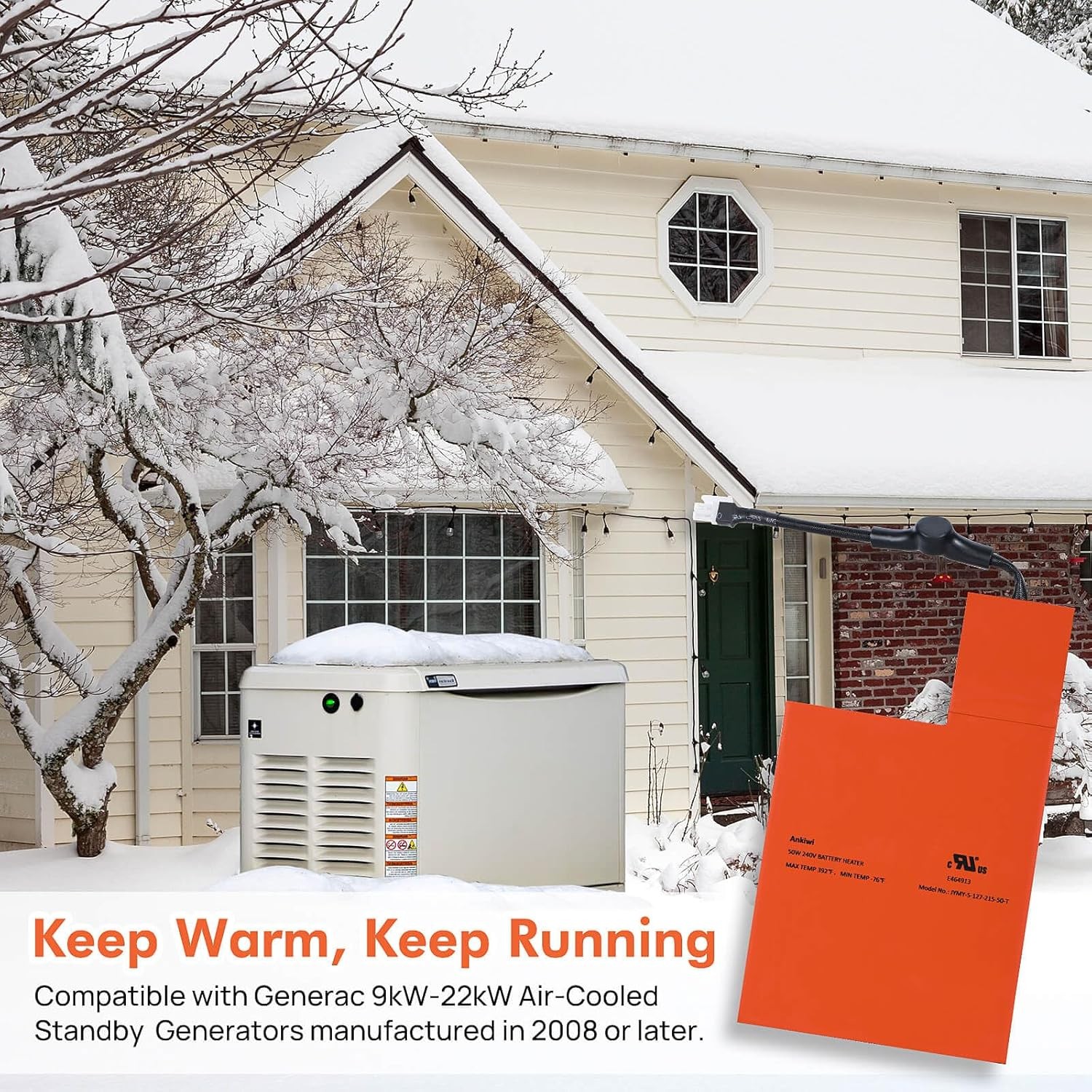 Battery Heater Pad for Generac Generator, Battery Warmer Pad for Generac 7101, C