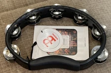 Meinl Handheld Guiro Tambourine with Double Row Steel Jingles Black NEW W/ TAGS