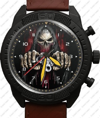 Gothic Assassin Skull Army Style Leather Strap Wrist Watch | eBay Australia