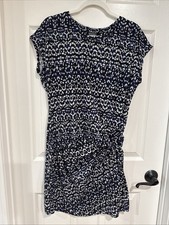 Nicole Miller Original M Short Sleeve Casual T-Shirt Dress Side Tie Blue Multi