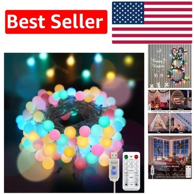 Dimmable 33ft Easter Lights - 100 LED Multi-Color Globe String Lights with Timer