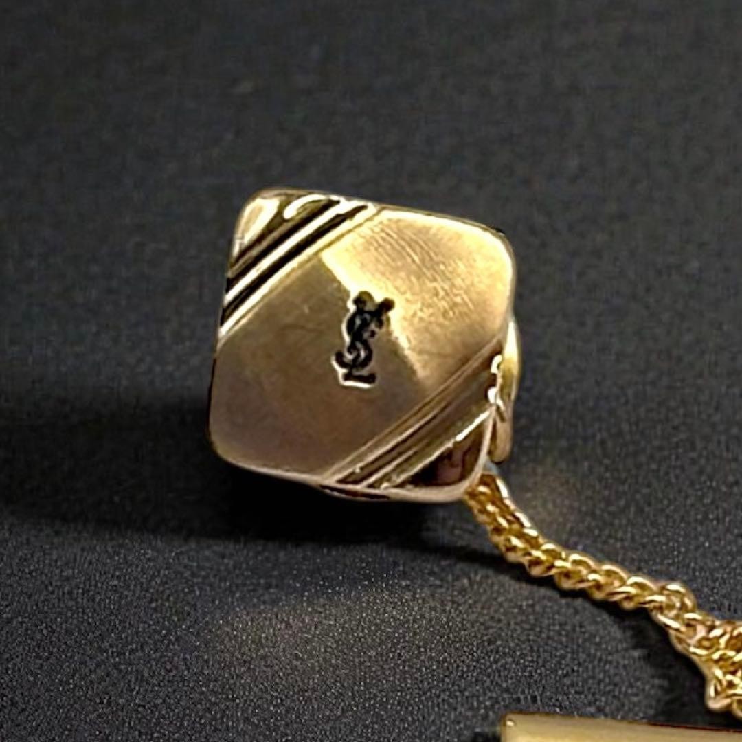 Yves Saint Laurent Pin Badge YSL Logo Gold thumbnail 2