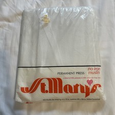 Vintage St. Mary’s Permanent Press No Iron Double Flat Sheet White Made In USA