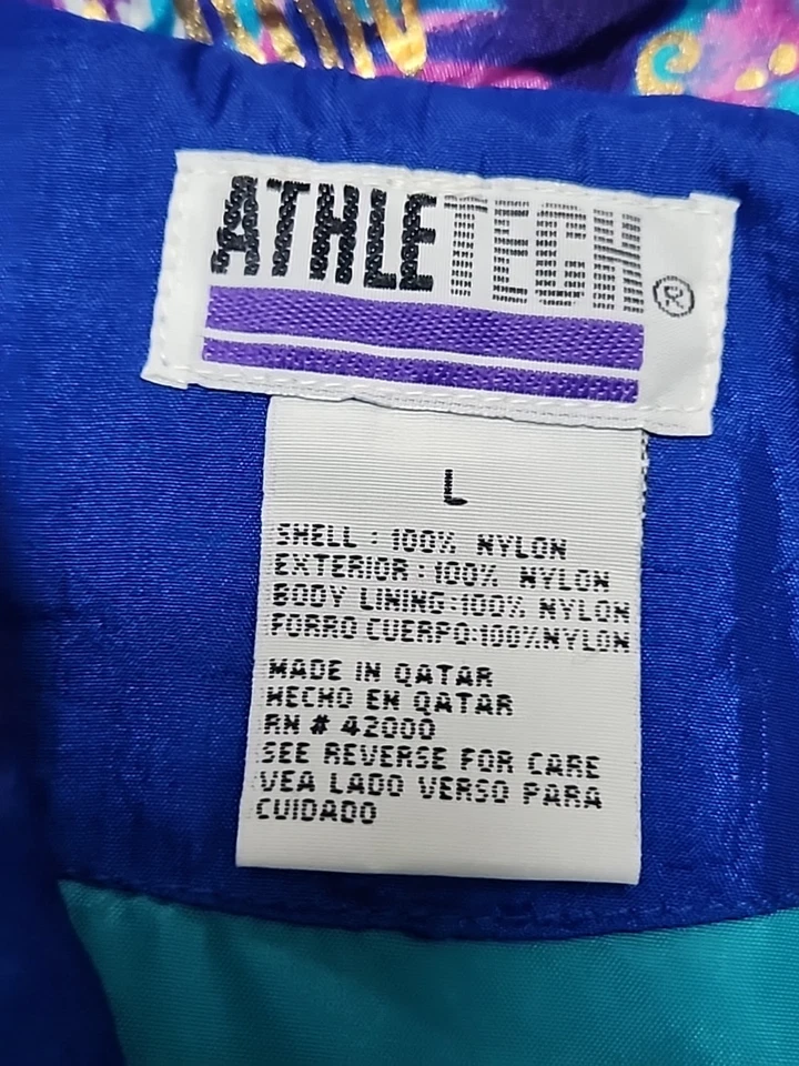 Athletech Windbreaker Jacket Womens Large Colorful 80s Disco Hipster Vintage - Image 2 of 4