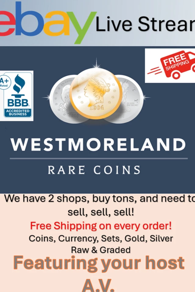 $1 Starts - Free Shipping - Gold Silver Slabs and More!